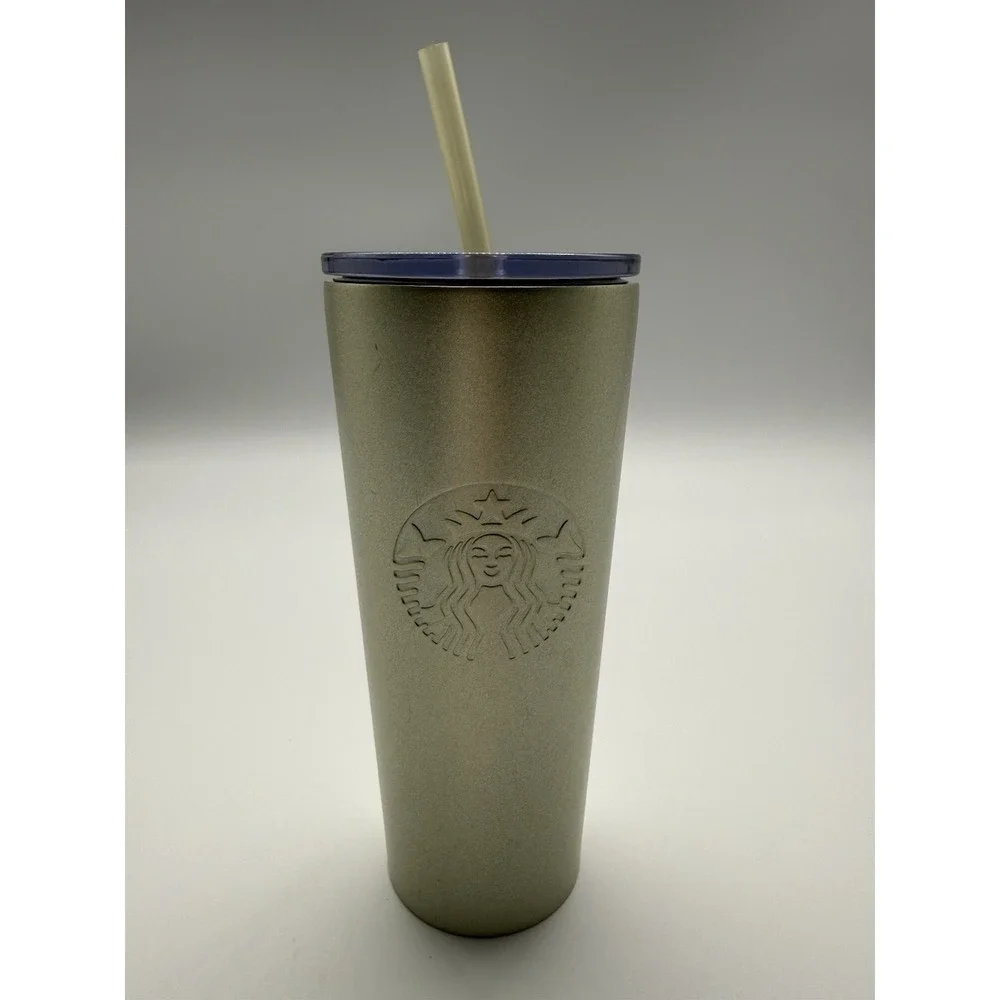 Starbucks 24 oz. Stainless Steel Silver Siren Cold Cup Tumbler‎ w/ Black Lid